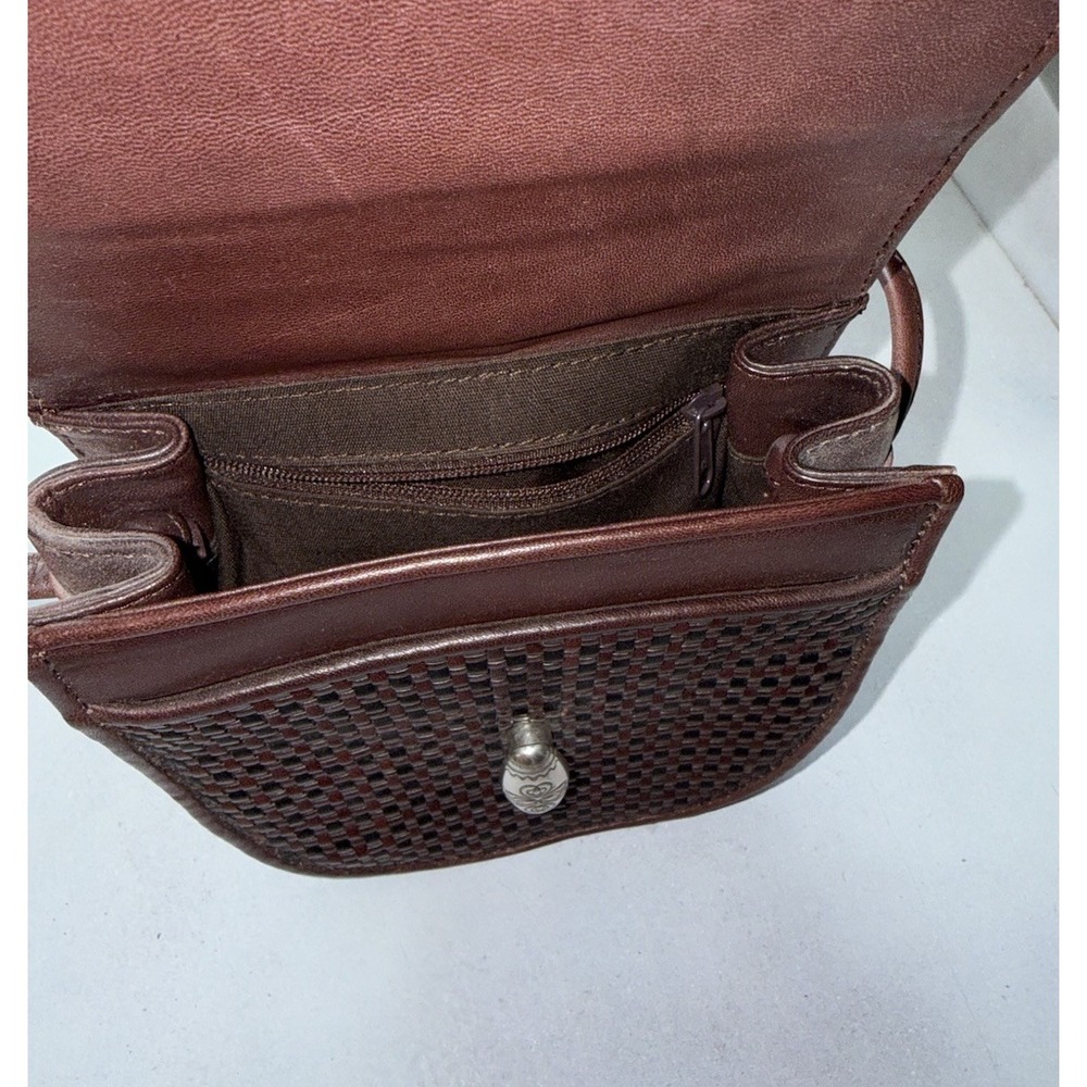 Brighton One World Purse Crossbody Woven Black Brown Leather Silver Clasp Small - Picture 6 of 7